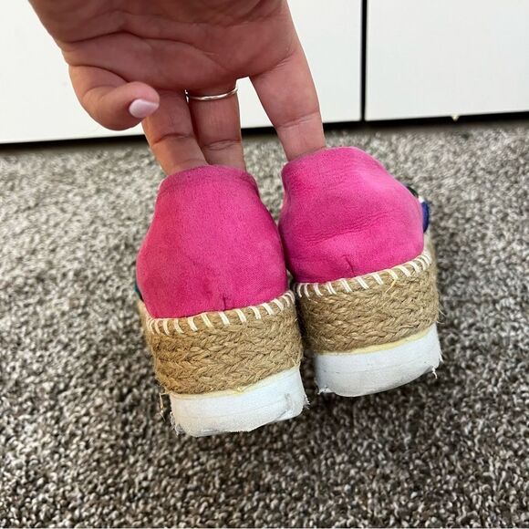 Lola Frish Floral Embroidered Platform Espadrille Slip On Size 23.5 or US 6.5 - Picture 8 of 14